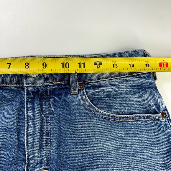 We The Free People Womens Mini Jean Skirt Blue Pockets Fringe Fly Denim 27 New - Picture 6 of 12